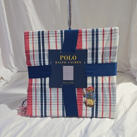 NWT Polo Ralph Lauren Polo Fishing Bear Throw Blanket Multicolor 50X70 - Picture 1 of 5